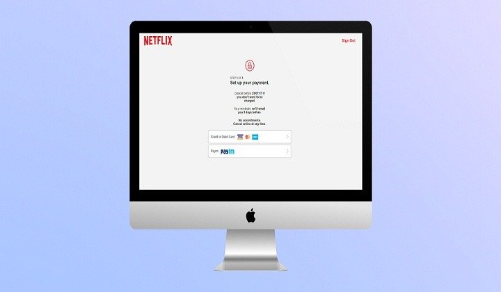 Payment system integrated in Netflix website