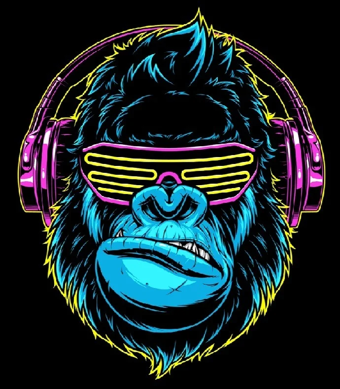 Gorilla with headphones vector image