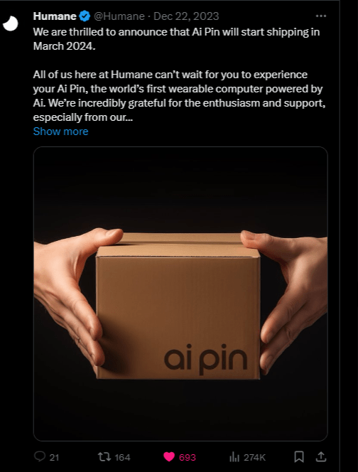 AI Pin By Humane